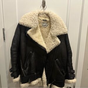 Acne Black and Cream Leather Jacket
